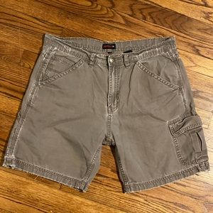 Distressed brown shorts